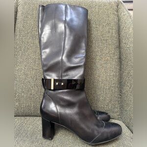 Cole Haan Black Leather Heeled Boots